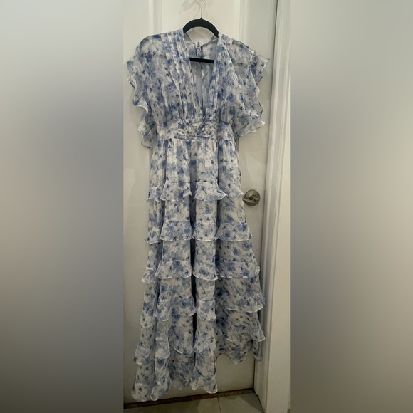 Savanna Taylor Floral Blue and White Kids Dress